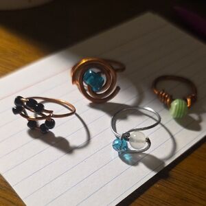 Elegant Copper and Silver Wire Rings Set